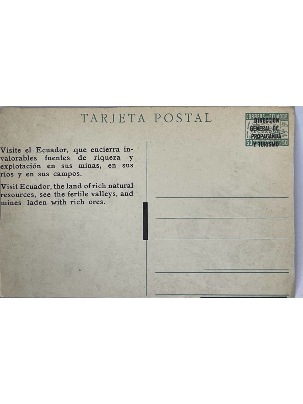 Verso de la carte postale