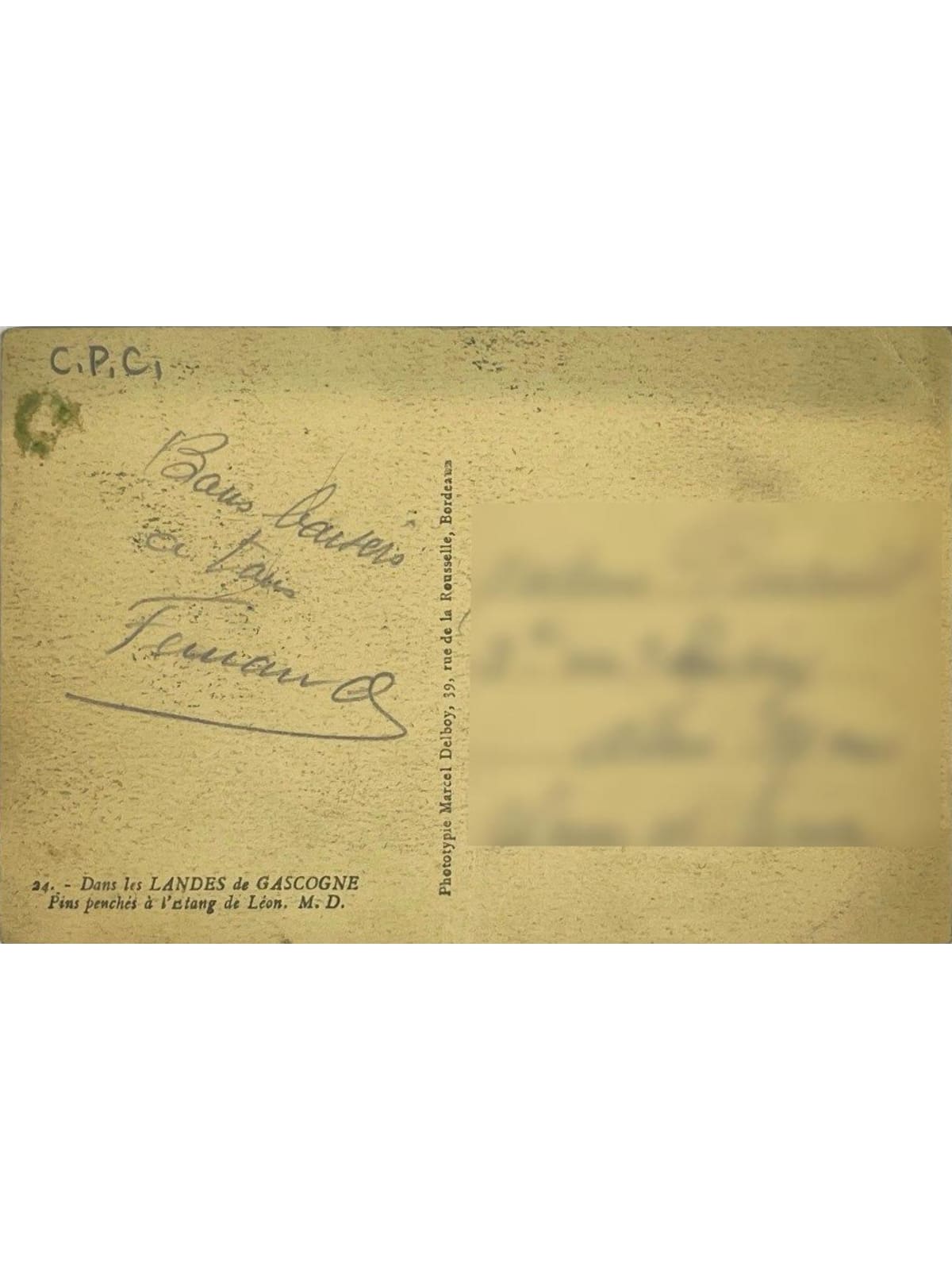 Verso de la carte postale