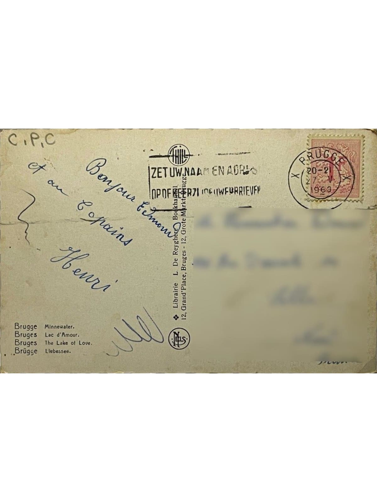 Verso de la carte postale