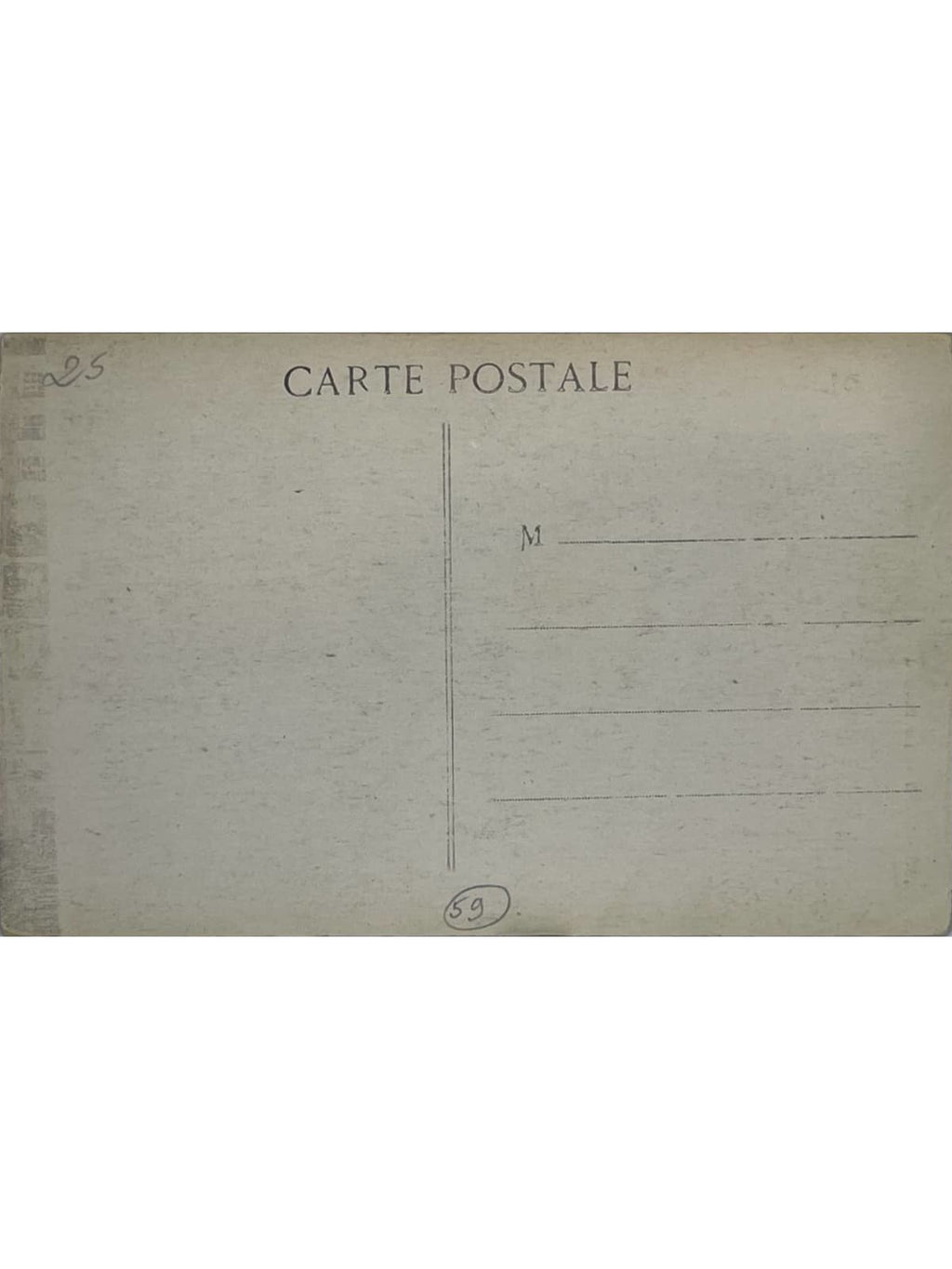 Verso de la carte postale