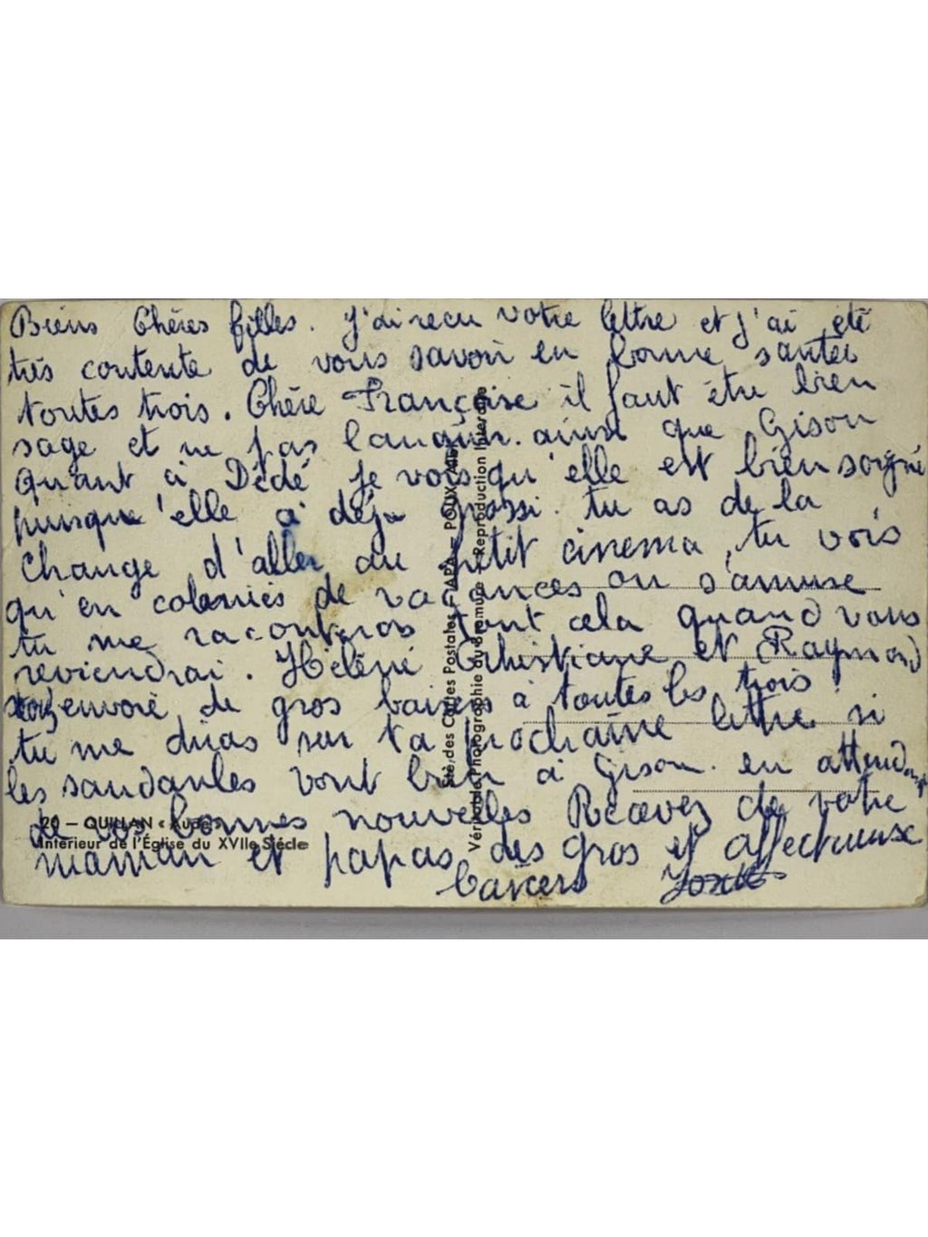 Verso de la carte postale
