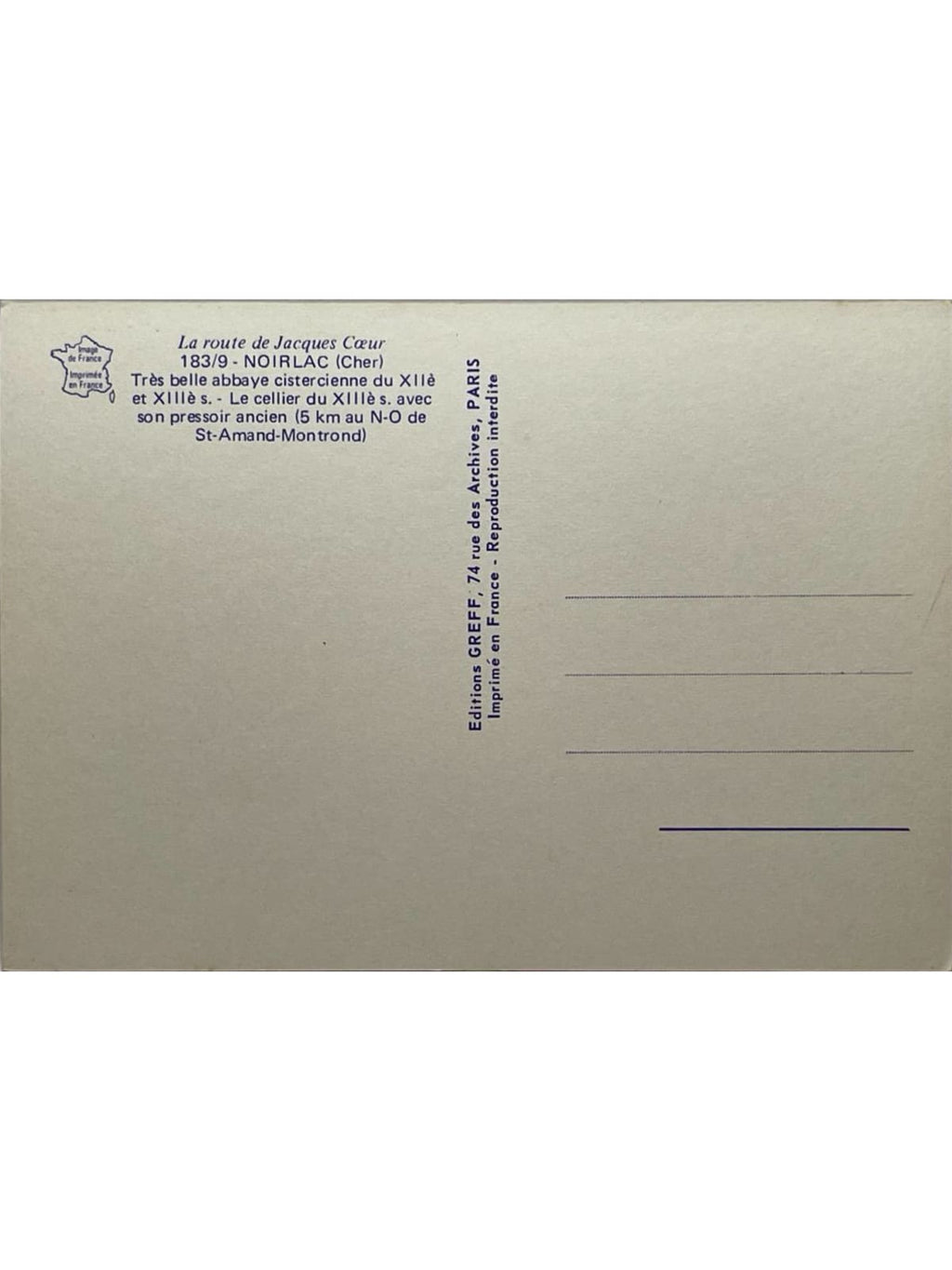 Verso de la carte postale