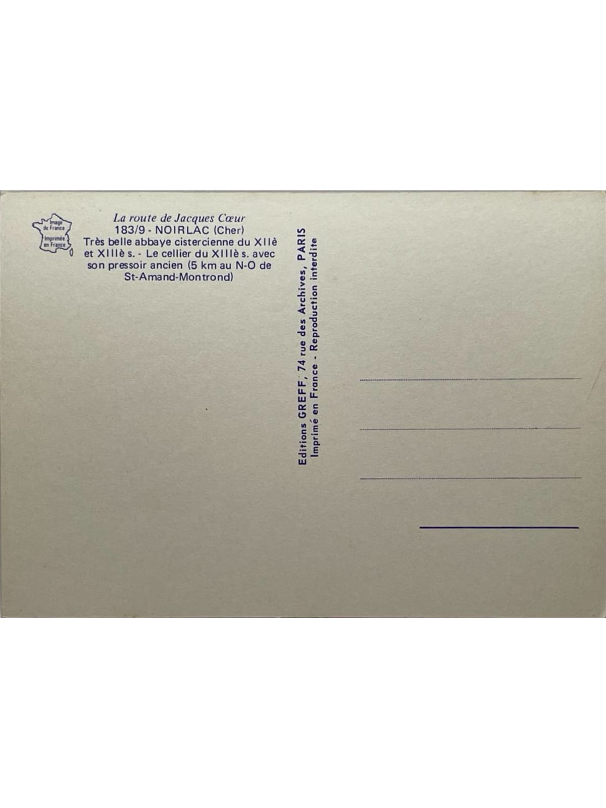 Verso de la carte postale