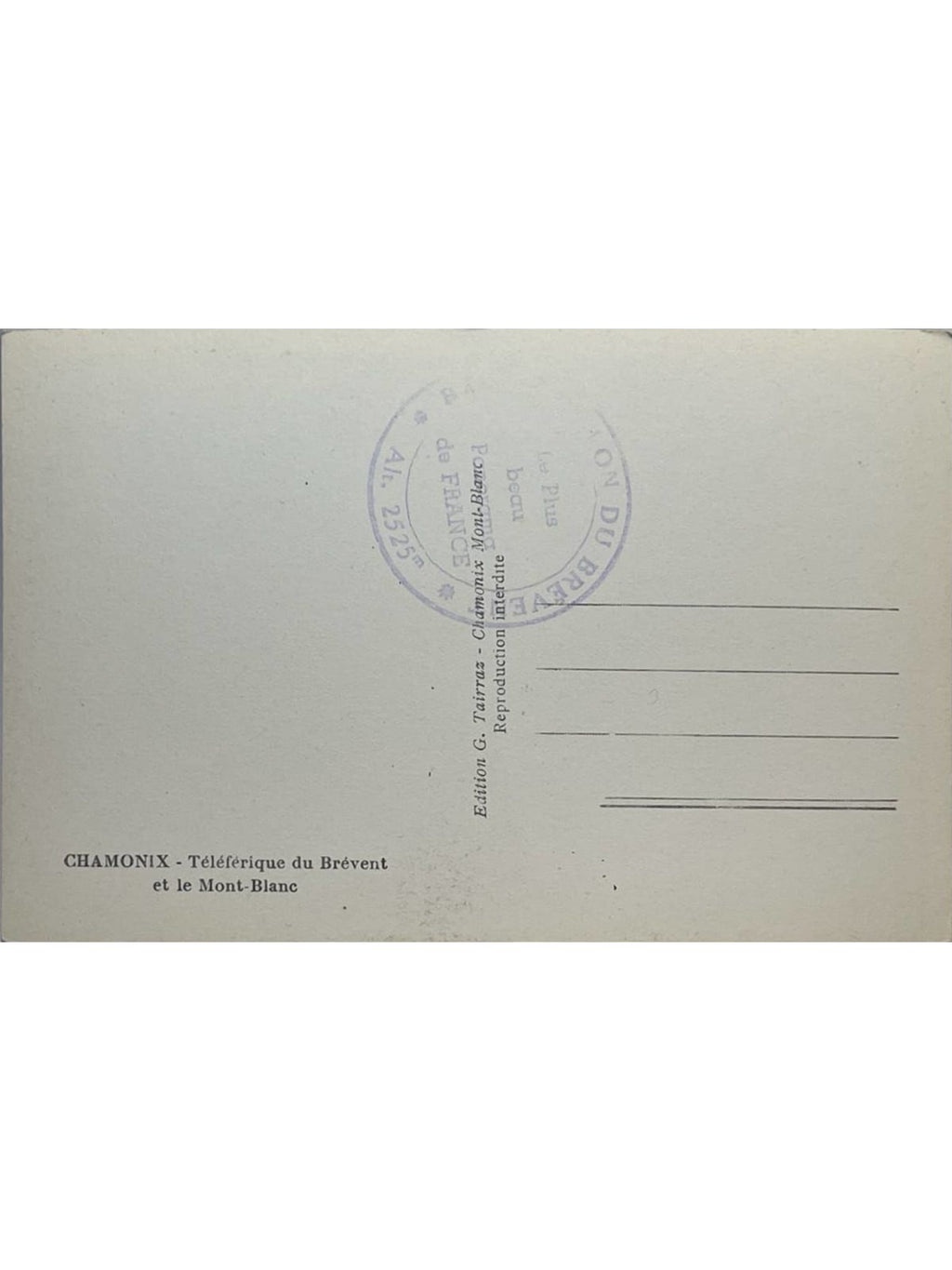 Verso de la carte postale