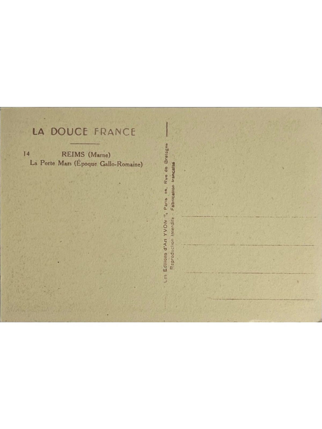 Verso de la carte postale