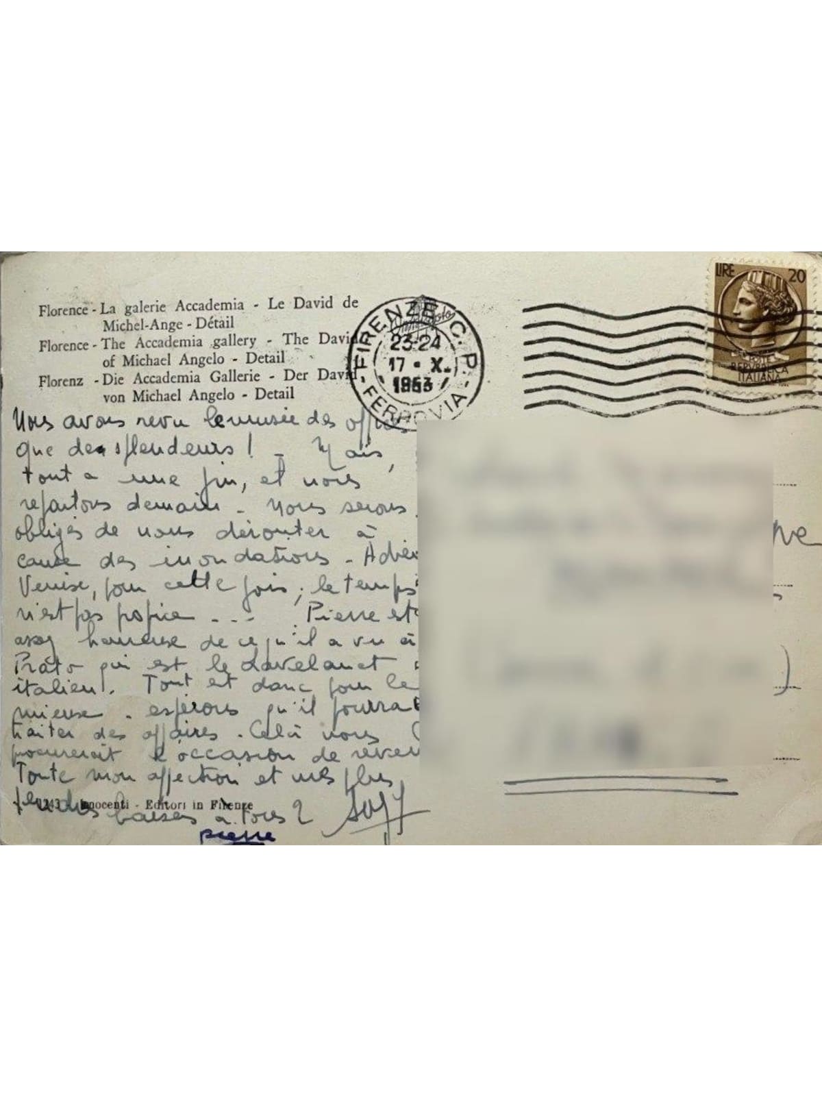 Verso de la carte postale