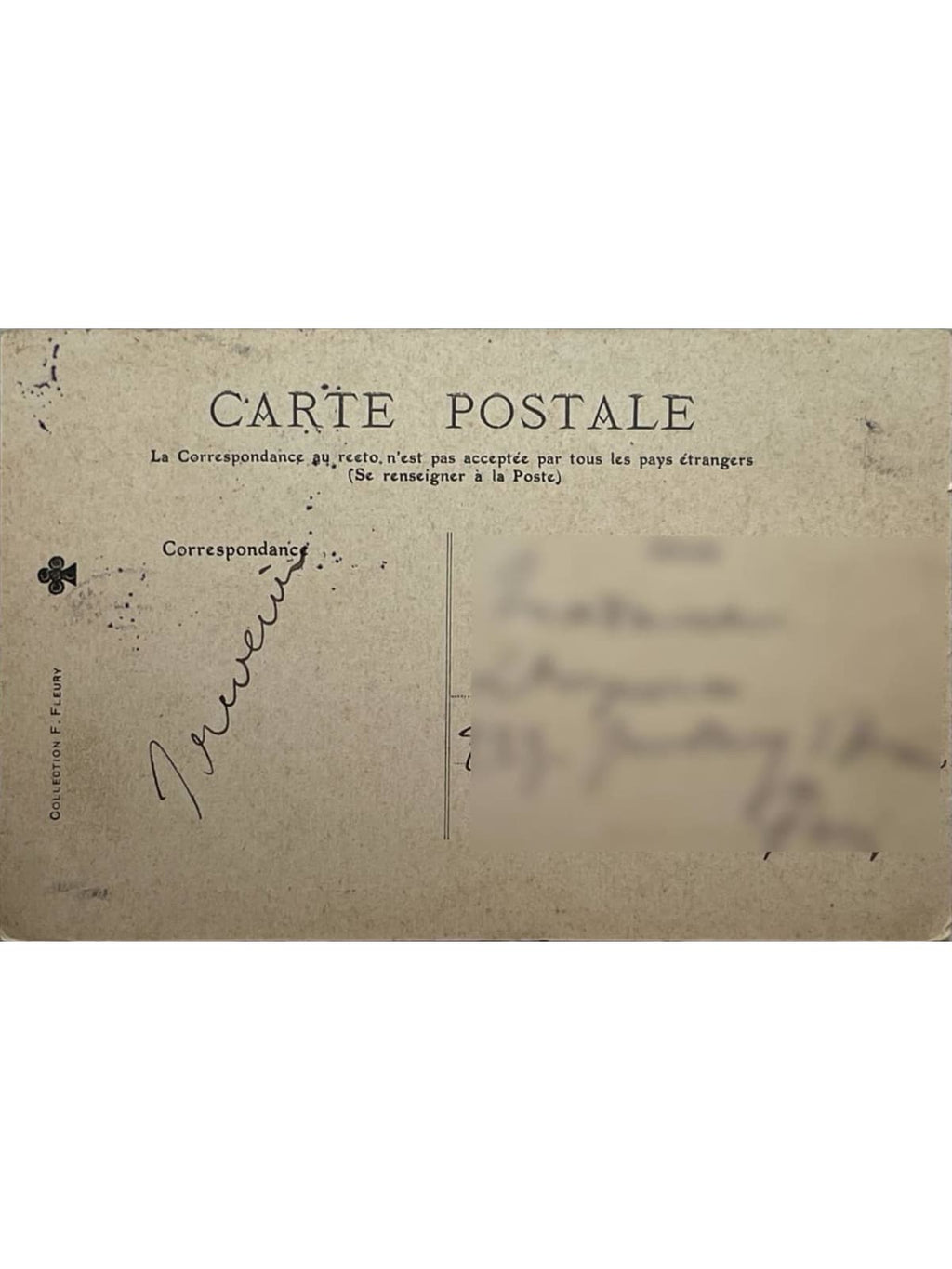 Verso de la carte postale
