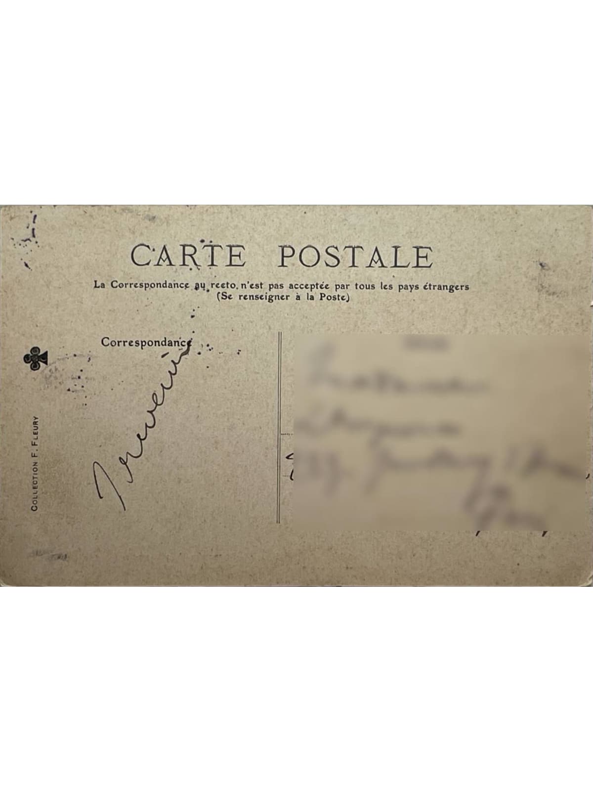 Verso de la carte postale