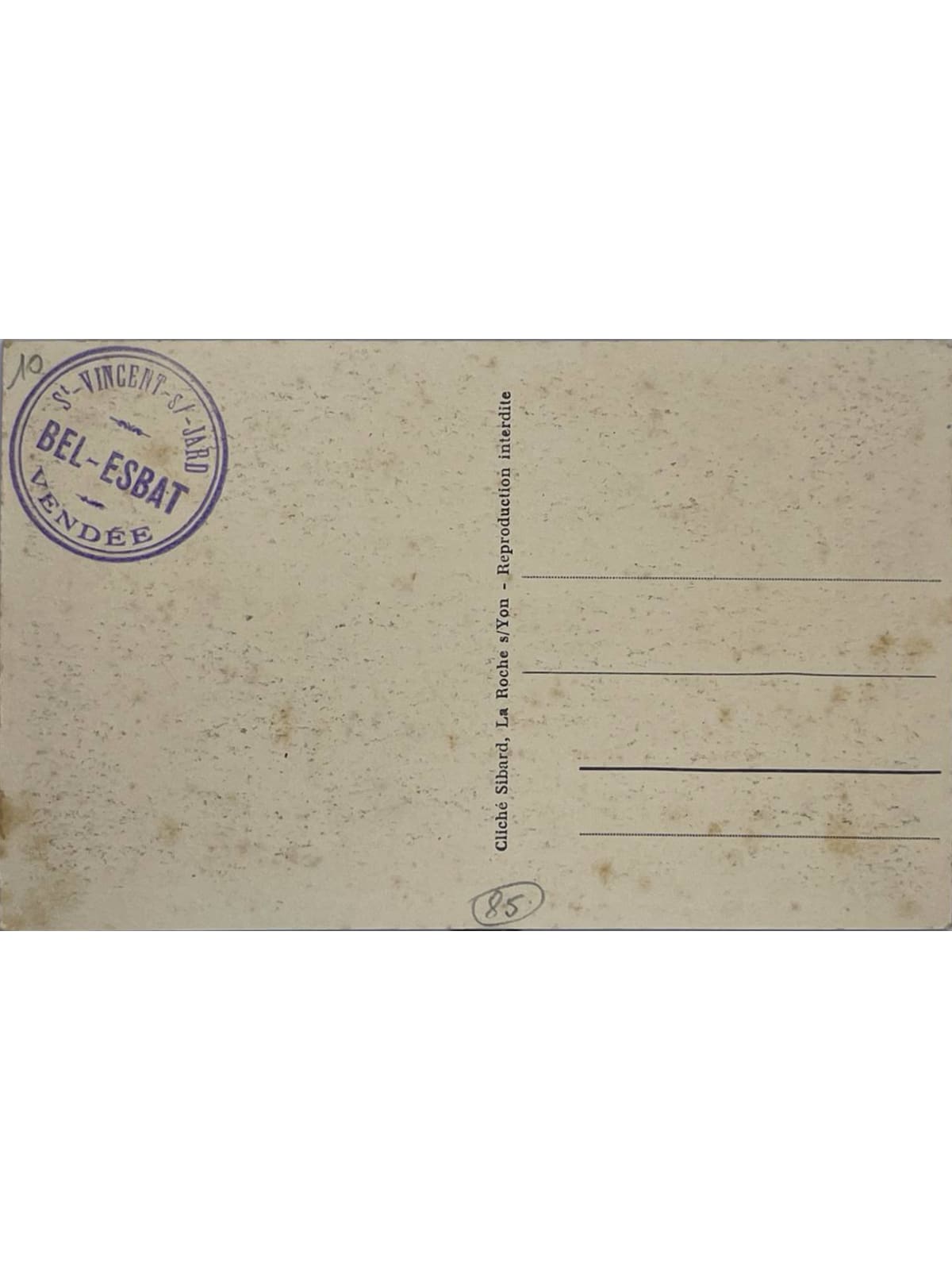Verso de la carte postale