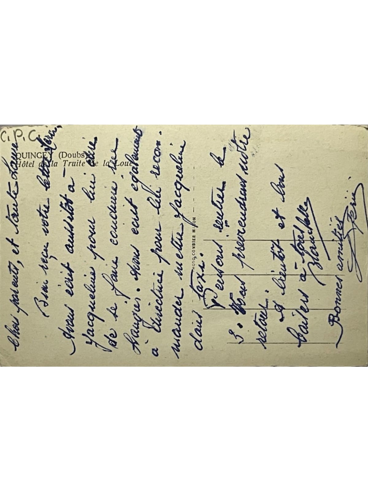 Verso de la carte postale