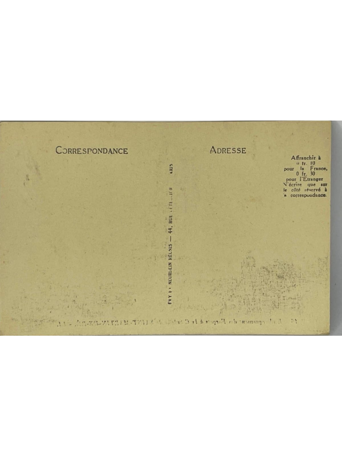Verso de la carte postale