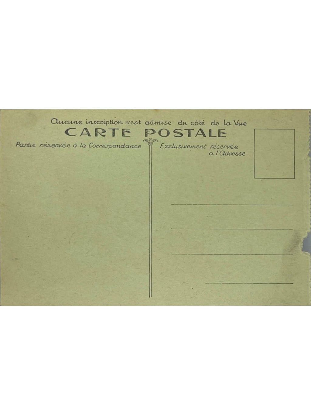 Verso de la carte postale