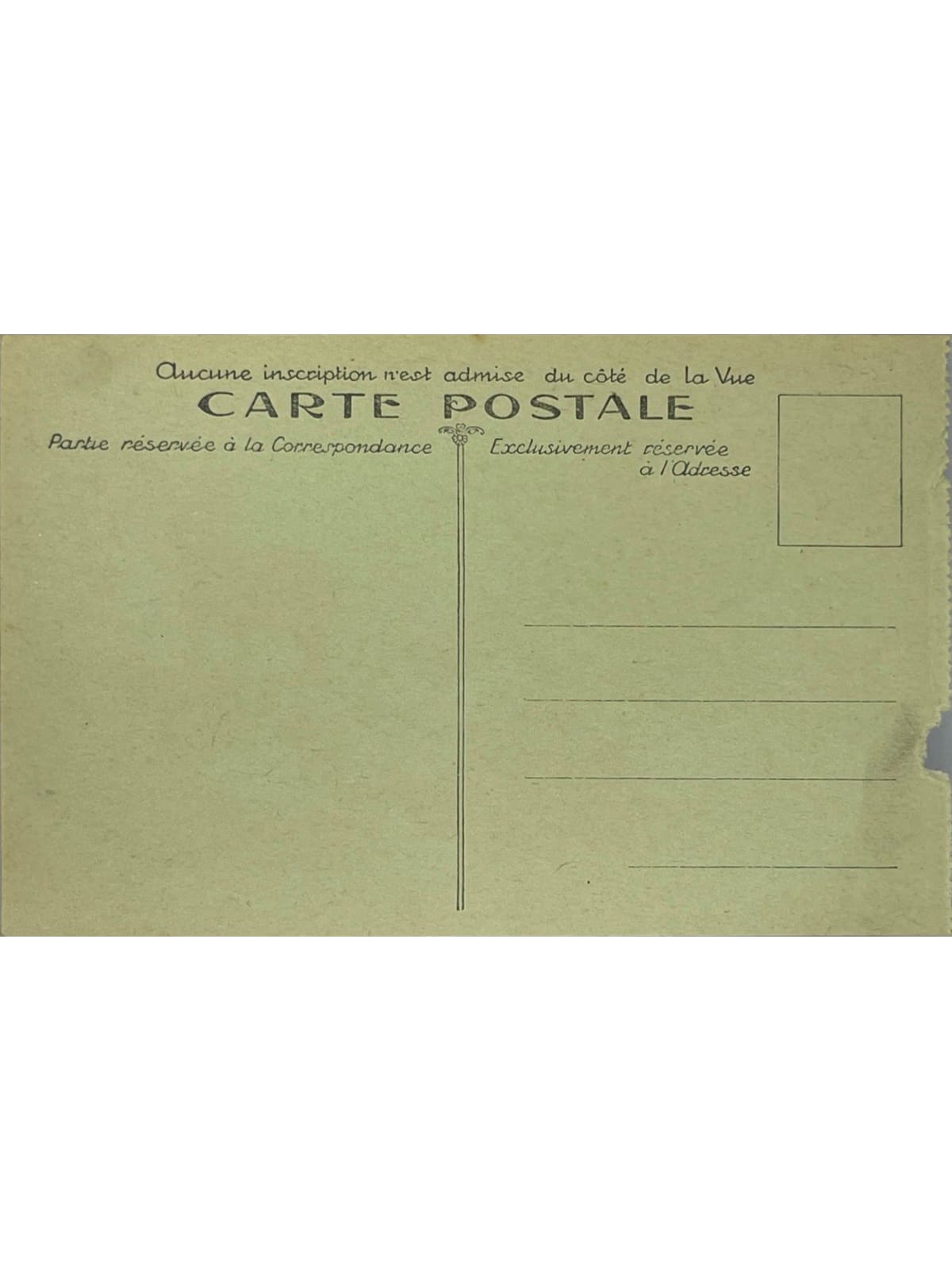 Verso de la carte postale