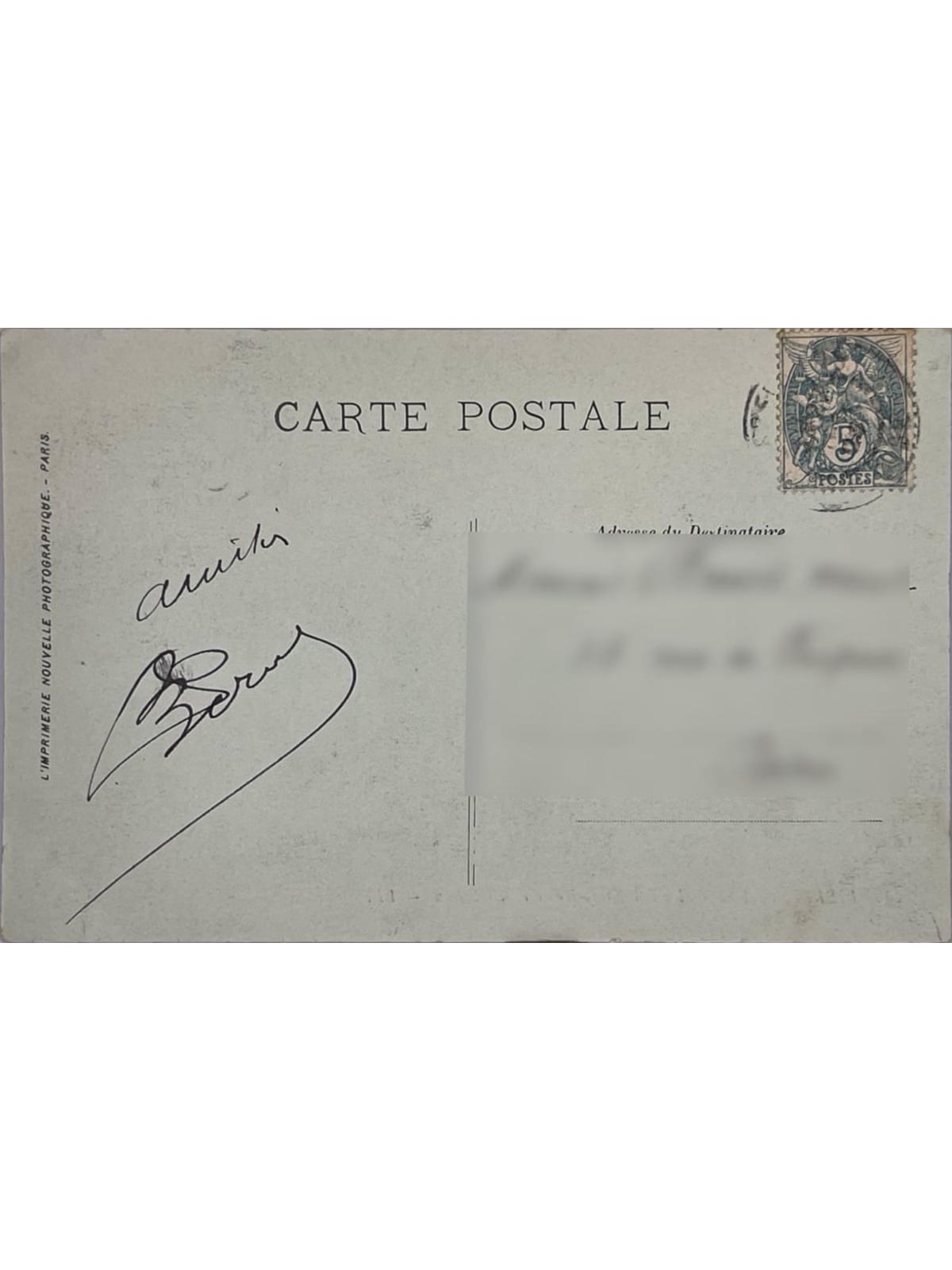 Verso de la carte postale