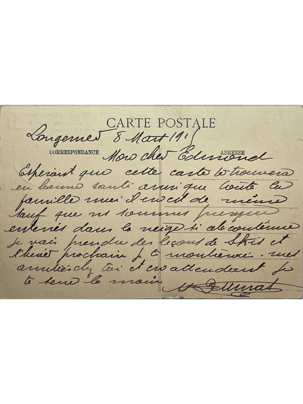 Verso de la carte postale