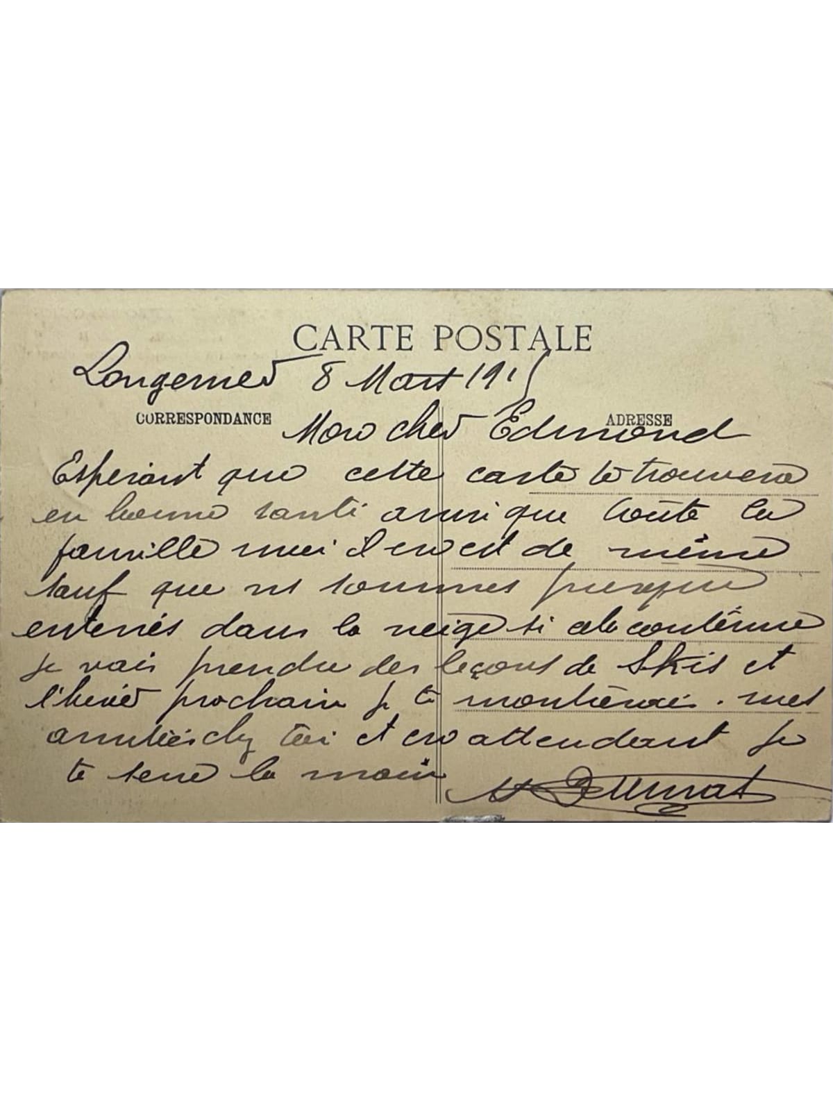 Verso de la carte postale