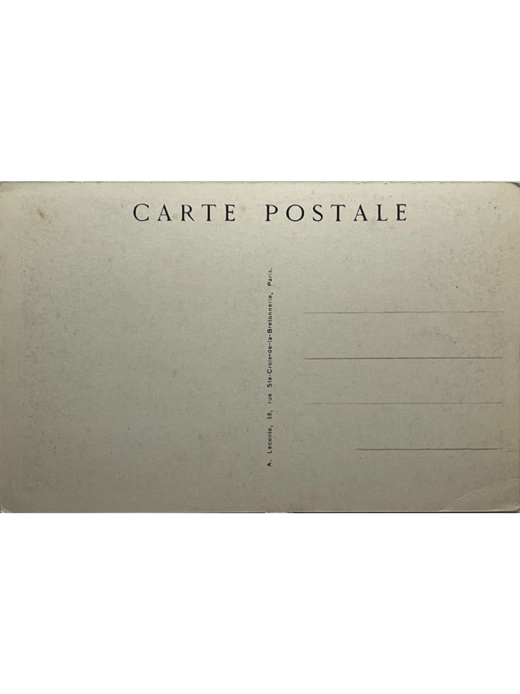 Verso de la carte postale