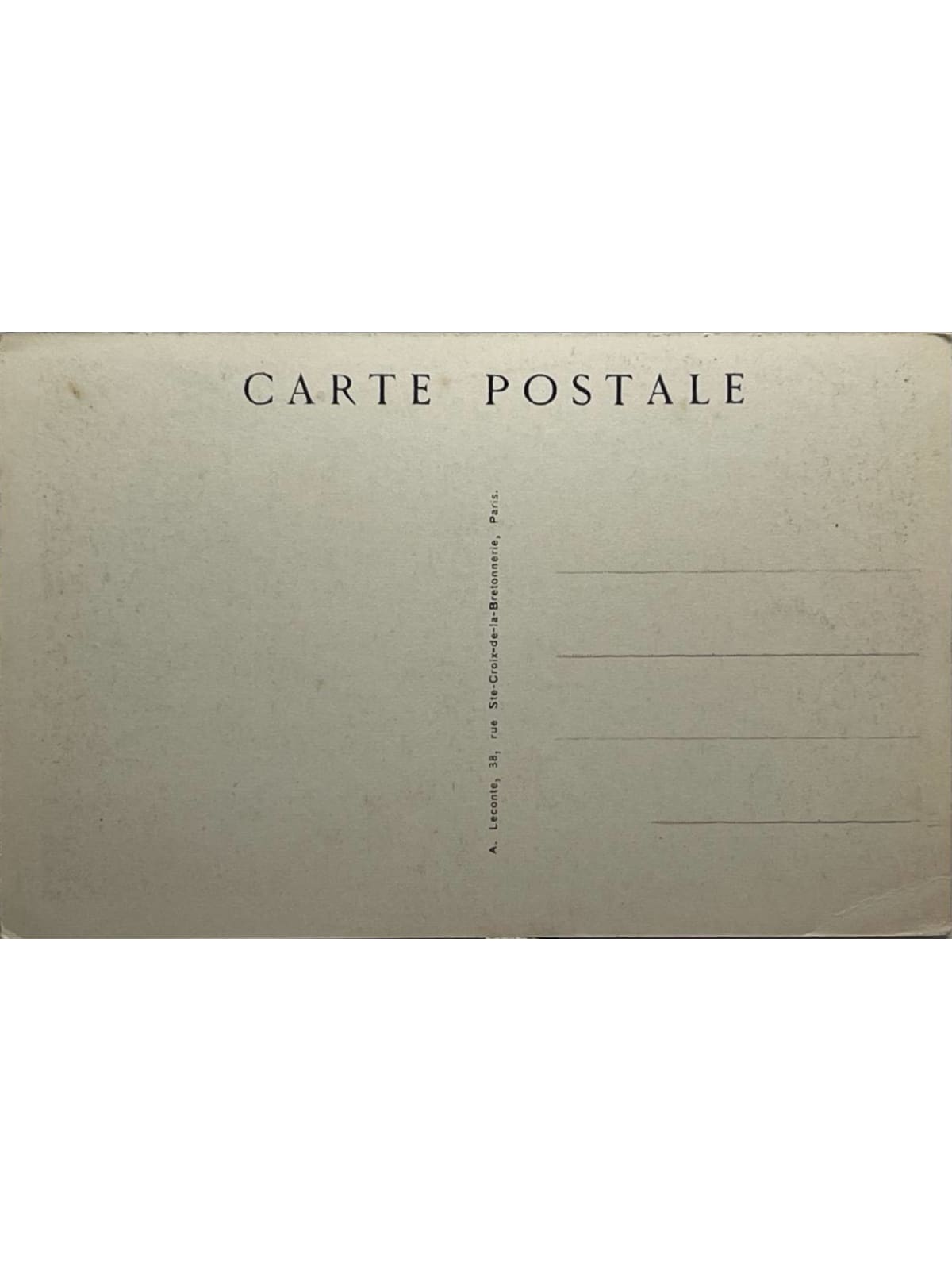 Verso de la carte postale