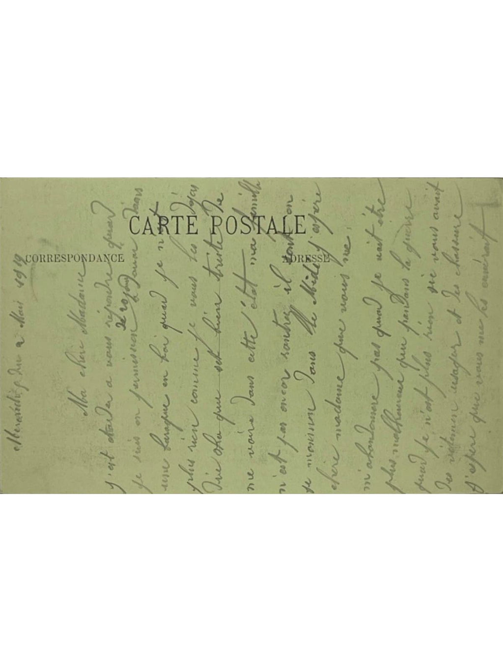 Verso de la carte postale