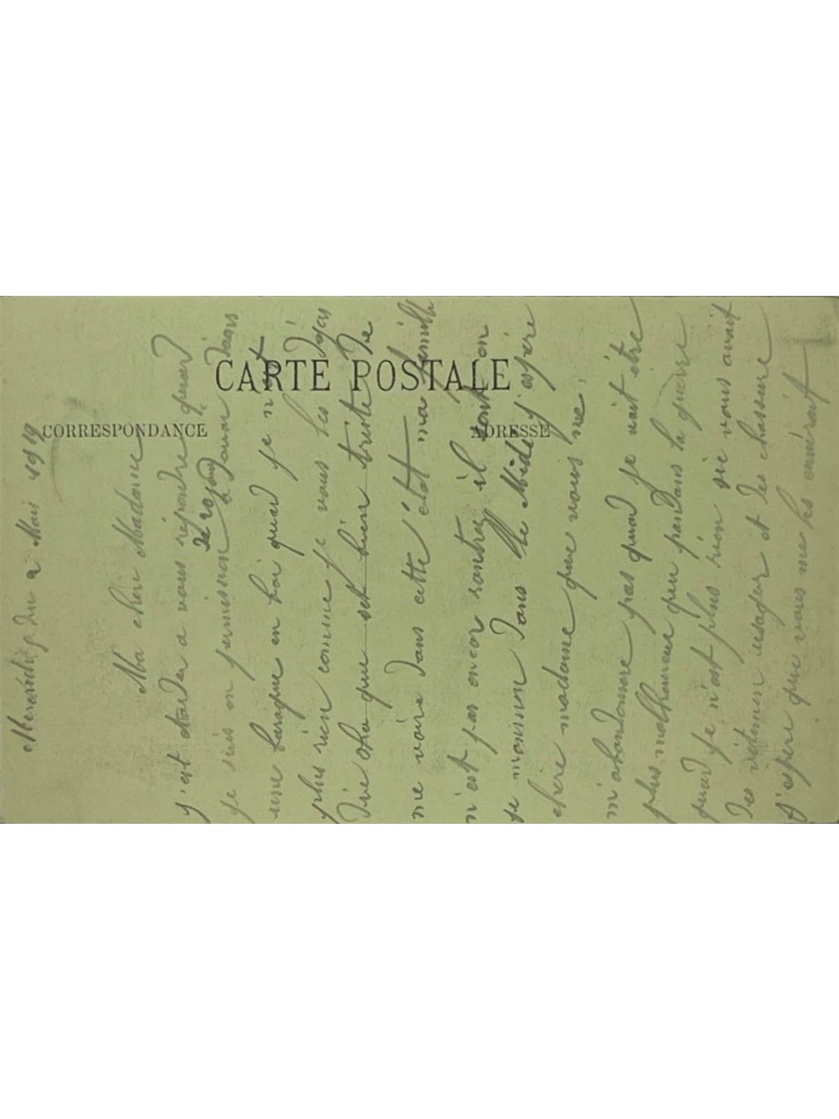 Verso de la carte postale