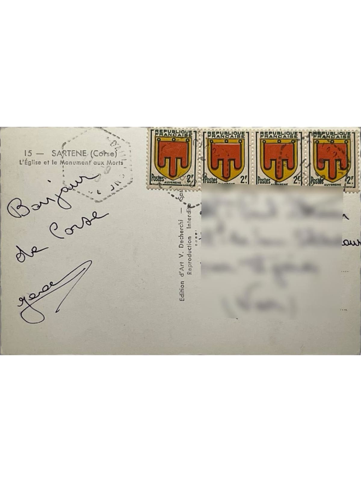Verso de la carte postale