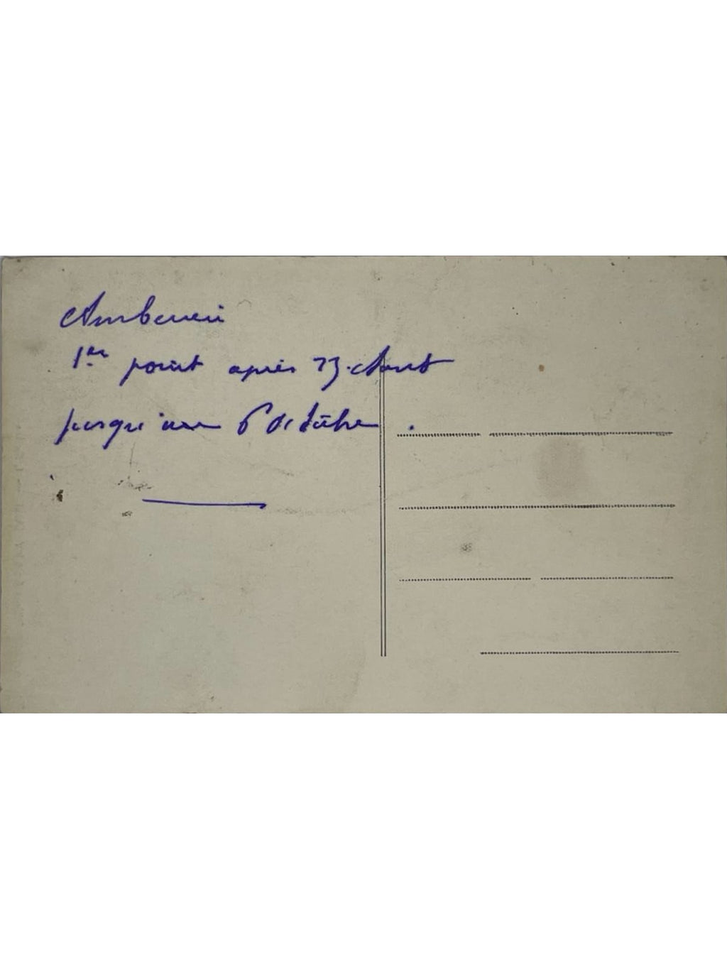 Verso de la carte postale