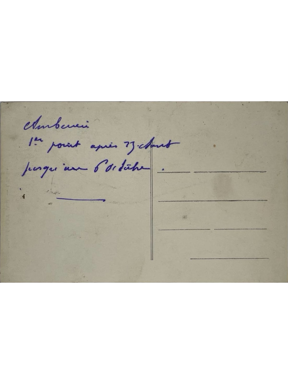 Verso de la carte postale