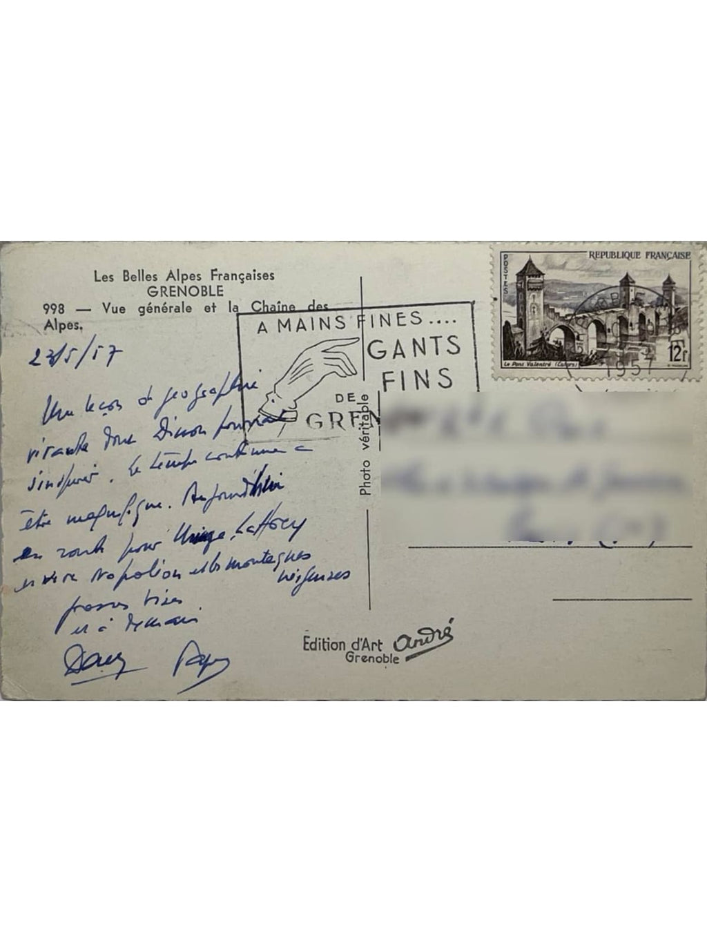 Verso de la carte postale