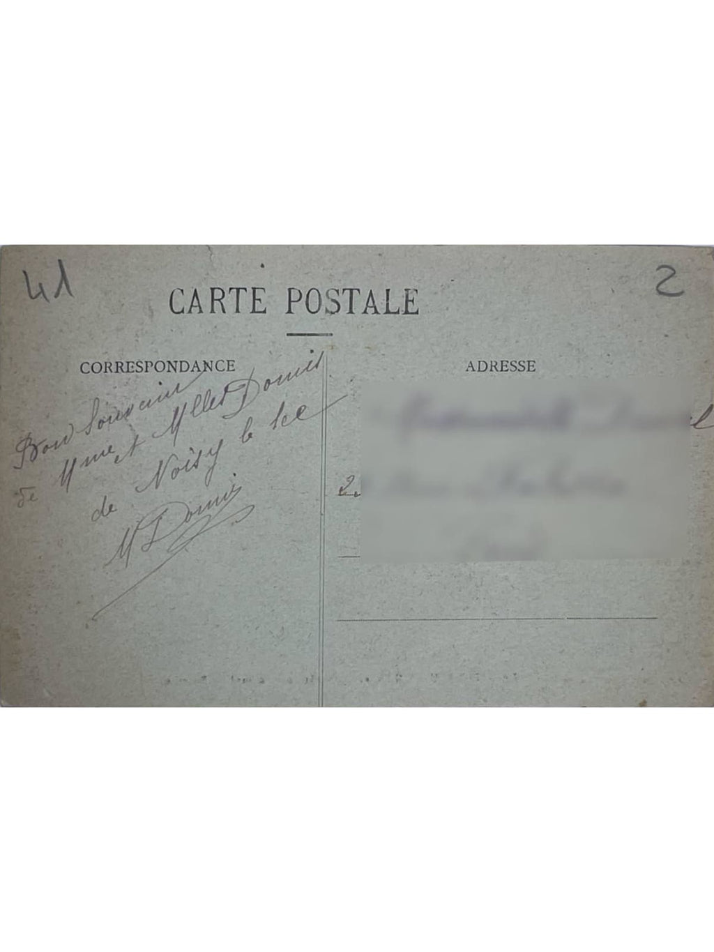 Verso de la carte postale