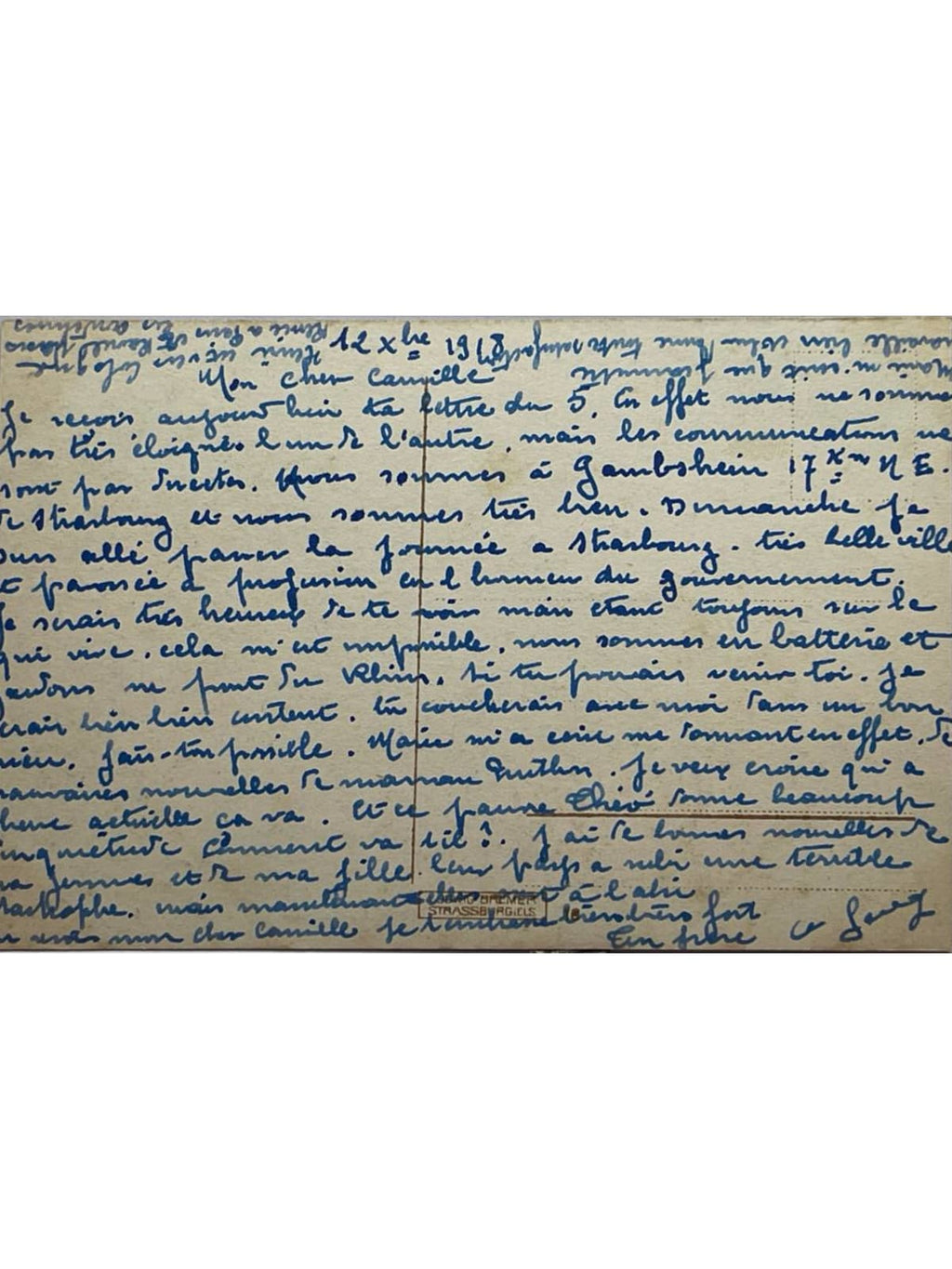 Verso de la carte postale