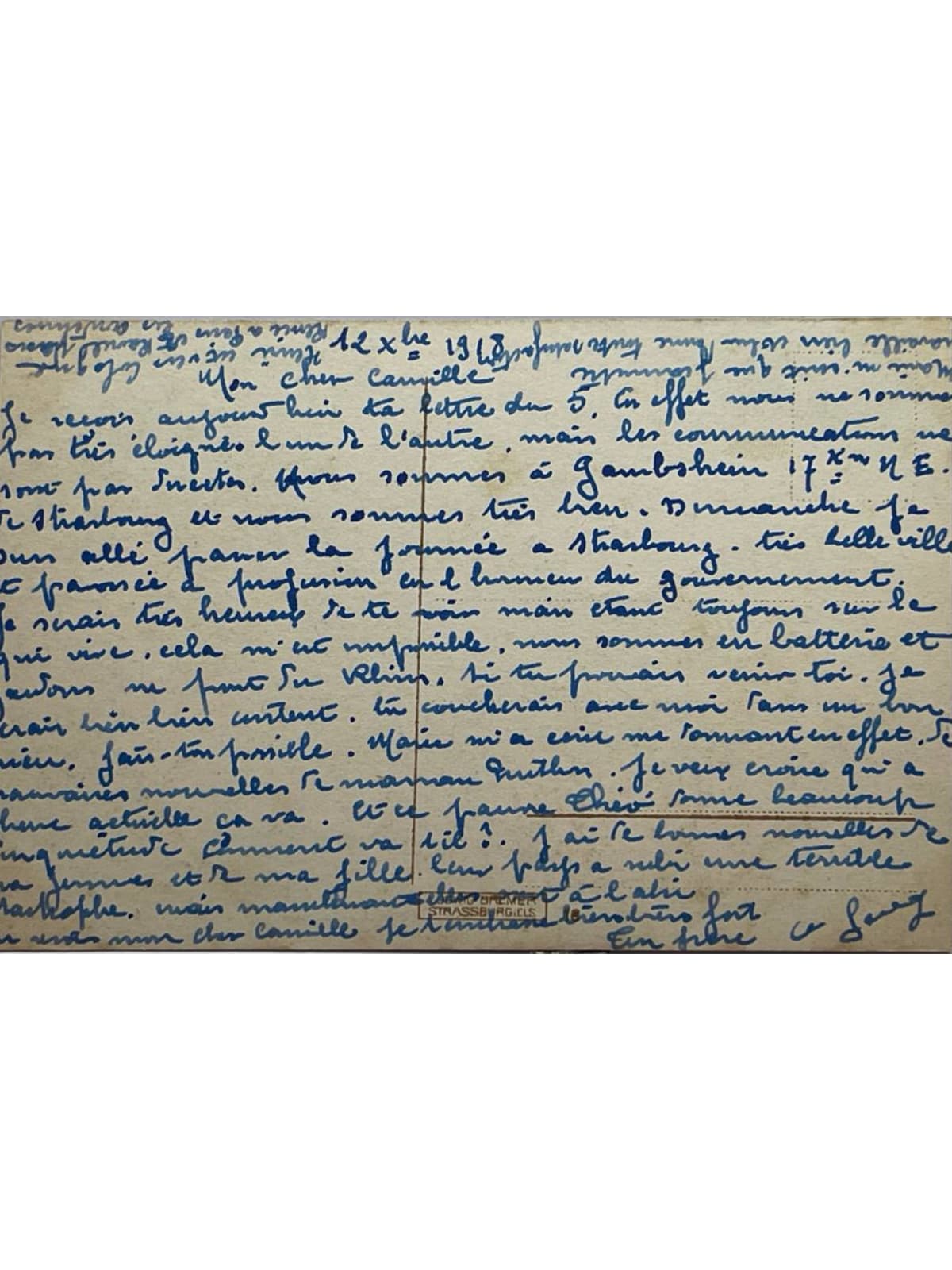 Verso de la carte postale