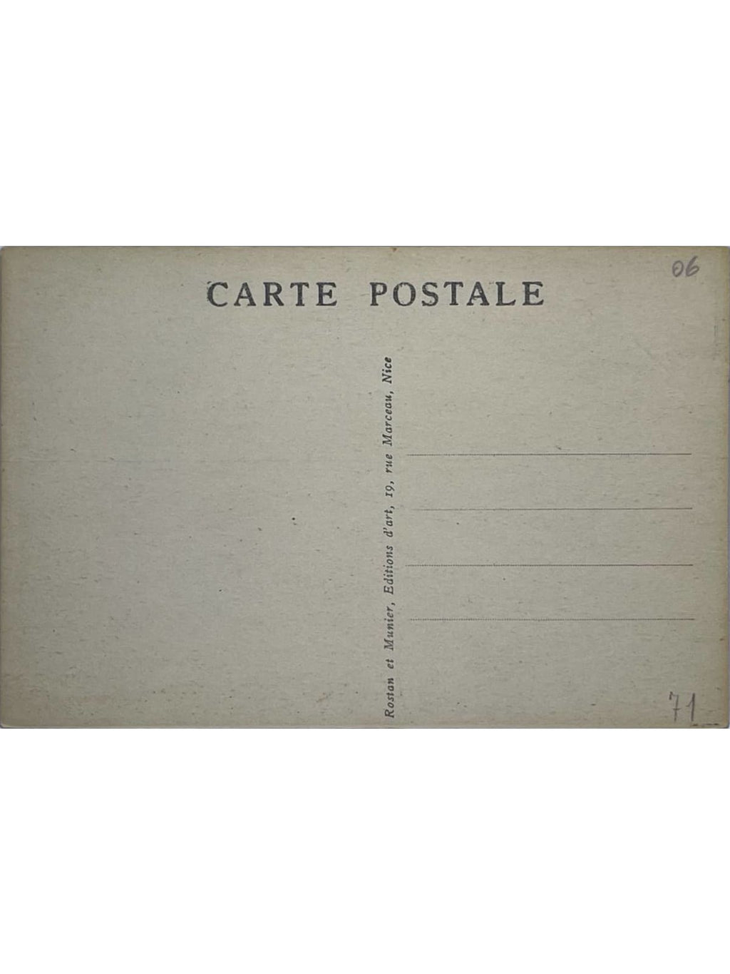Verso de la carte postale