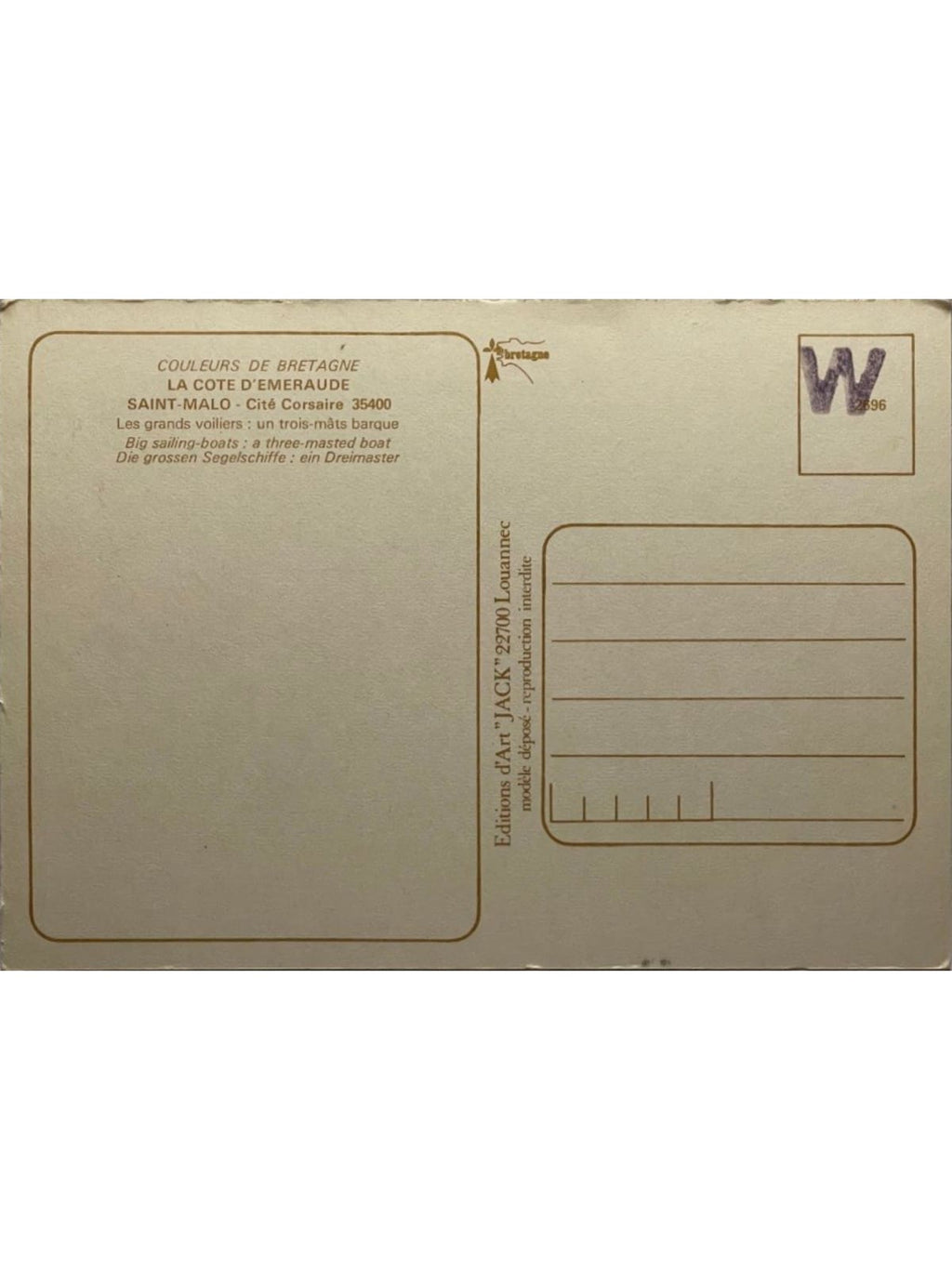 Verso de la carte postale
