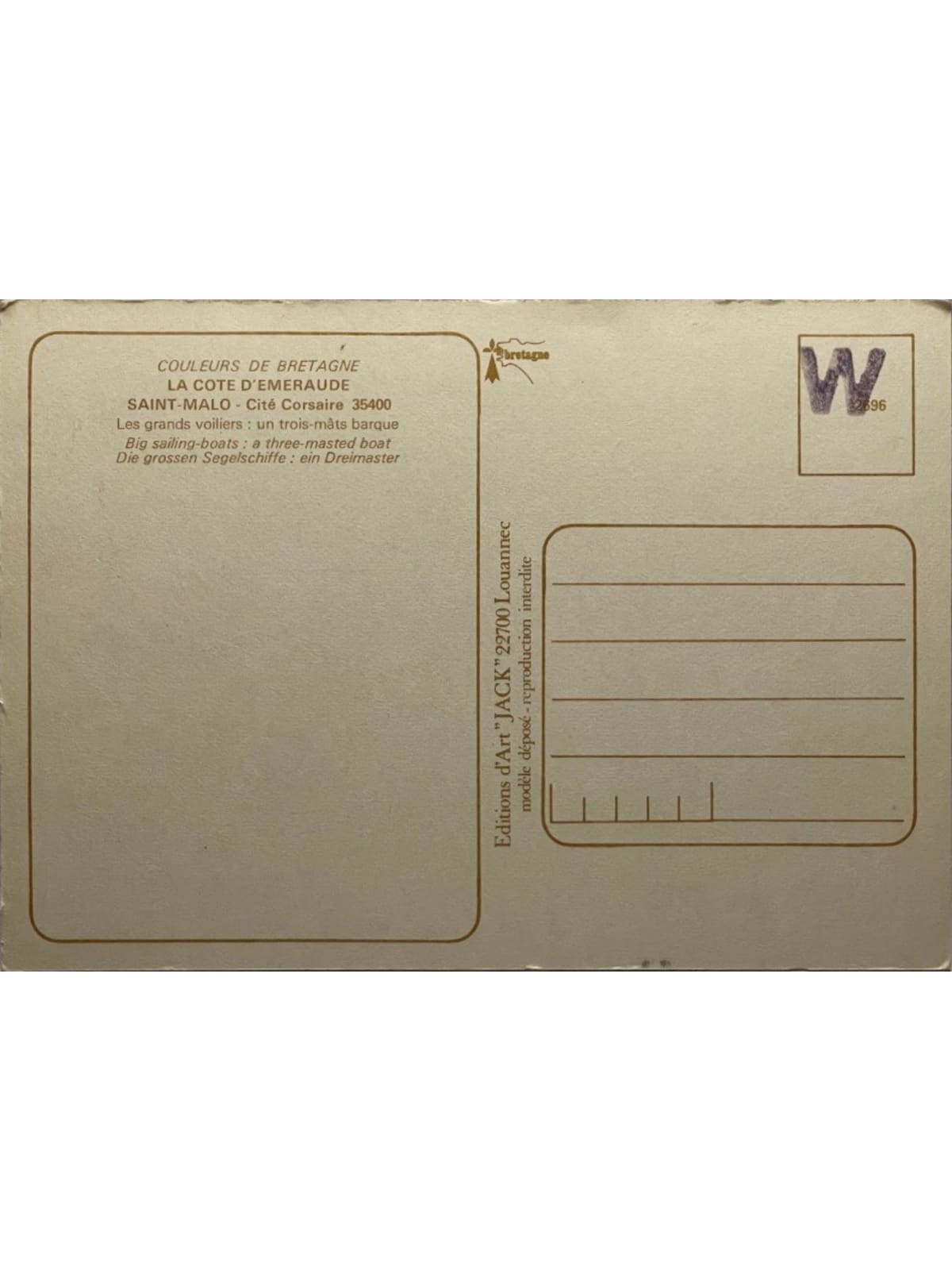 Verso de la carte postale
