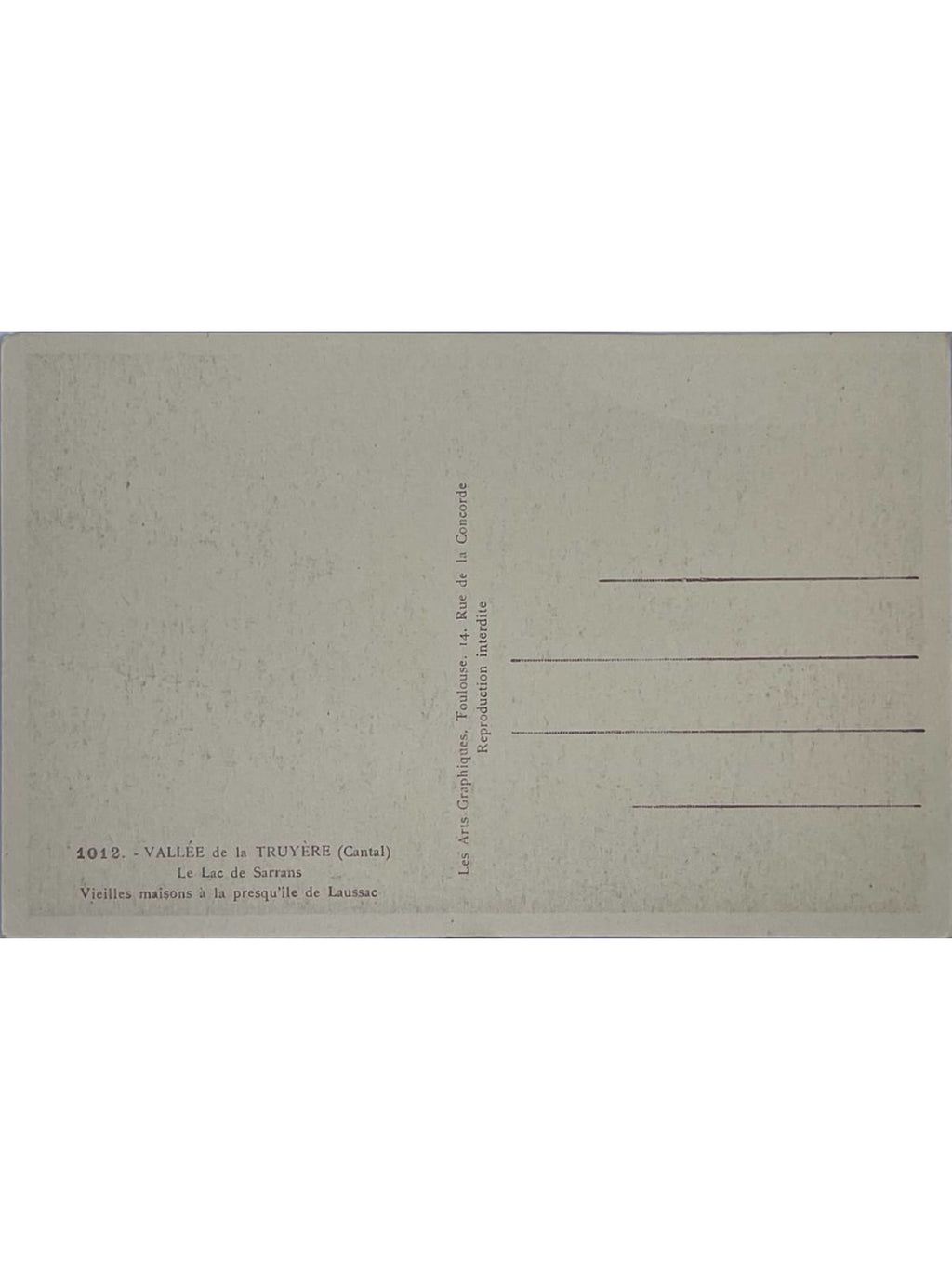 Verso de la carte postale