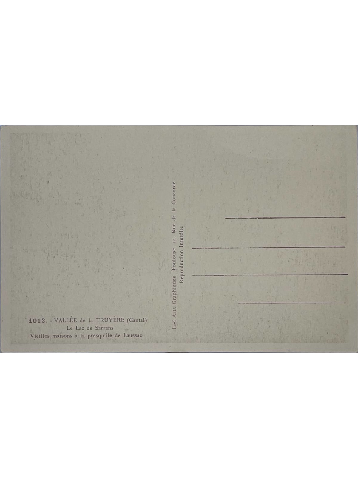 Verso de la carte postale