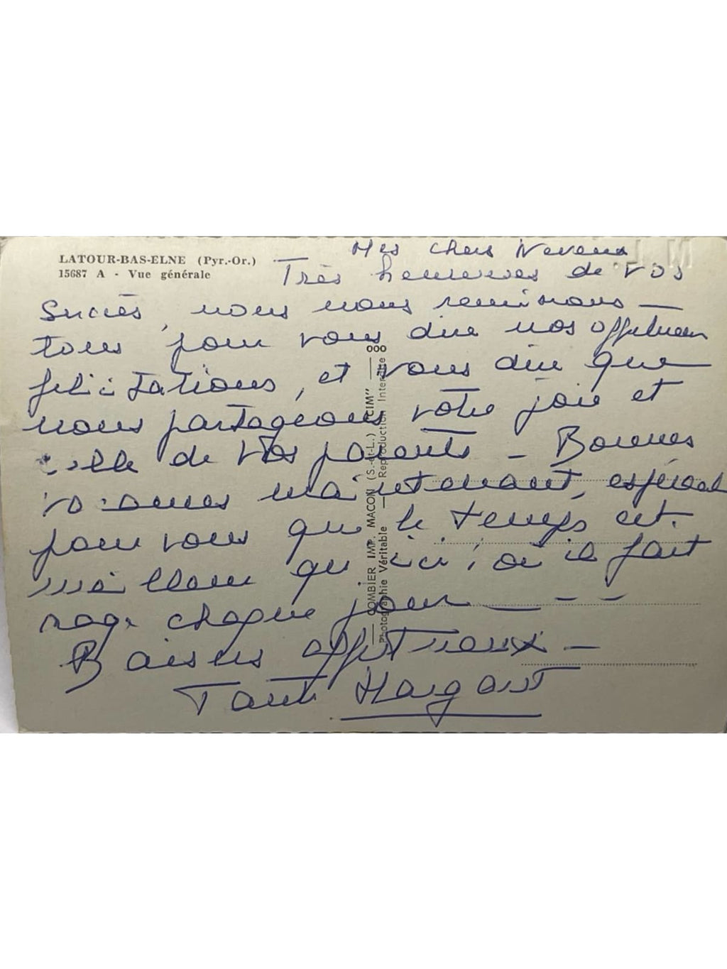 Verso de la carte postale
