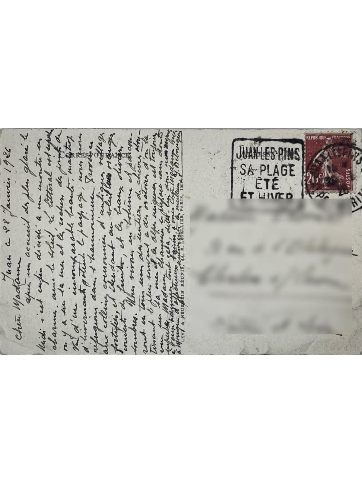Verso de la carte postale