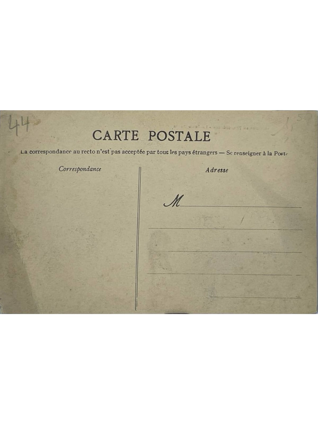 Verso de la carte postale