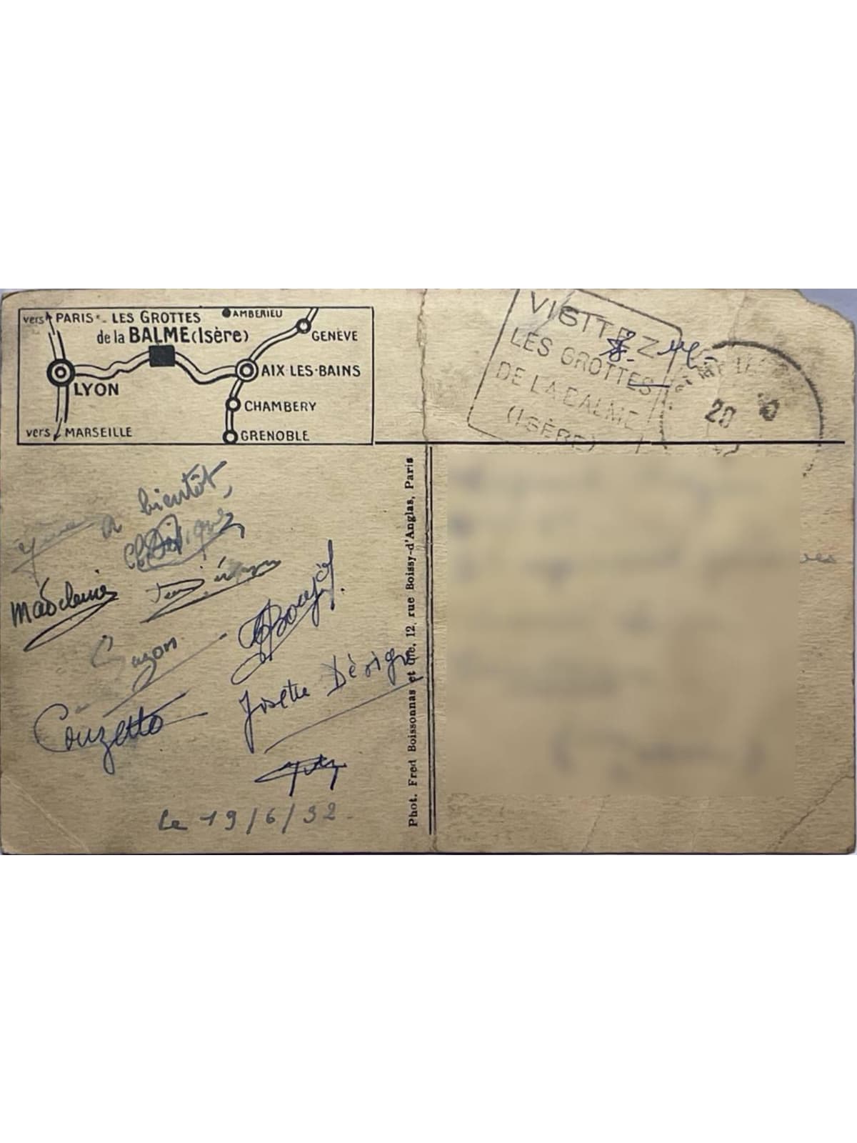 Verso de la carte postale
