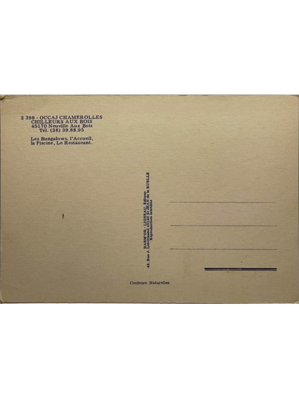 Verso de la carte postale