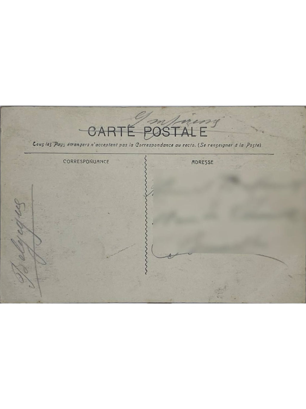 Verso de la carte postale