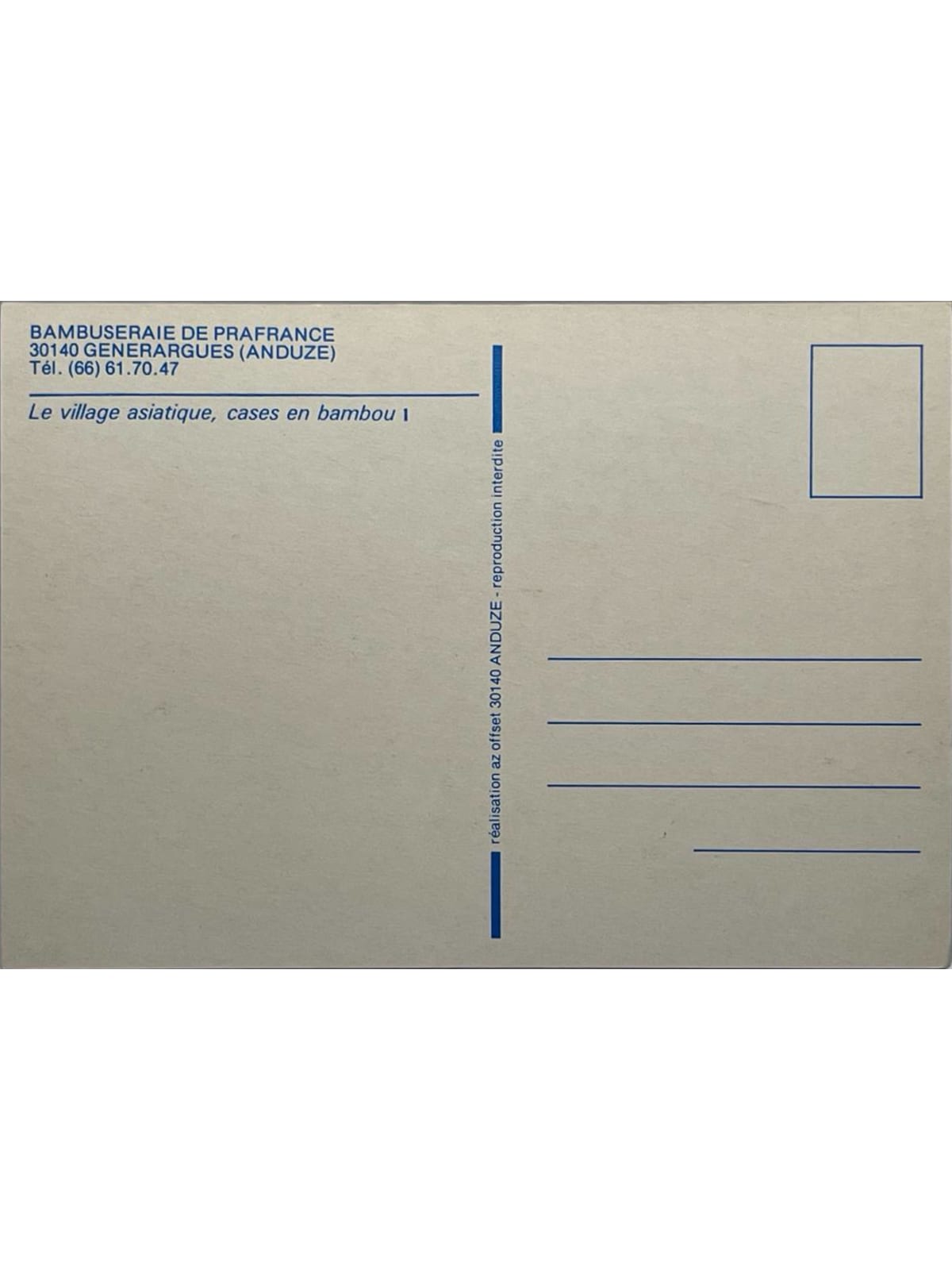 Verso de la carte postale