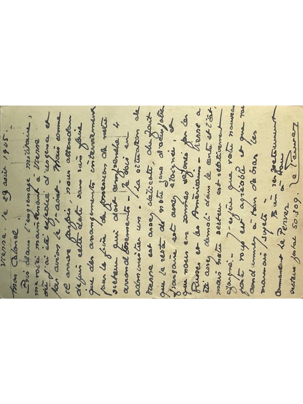 Verso de la carte postale