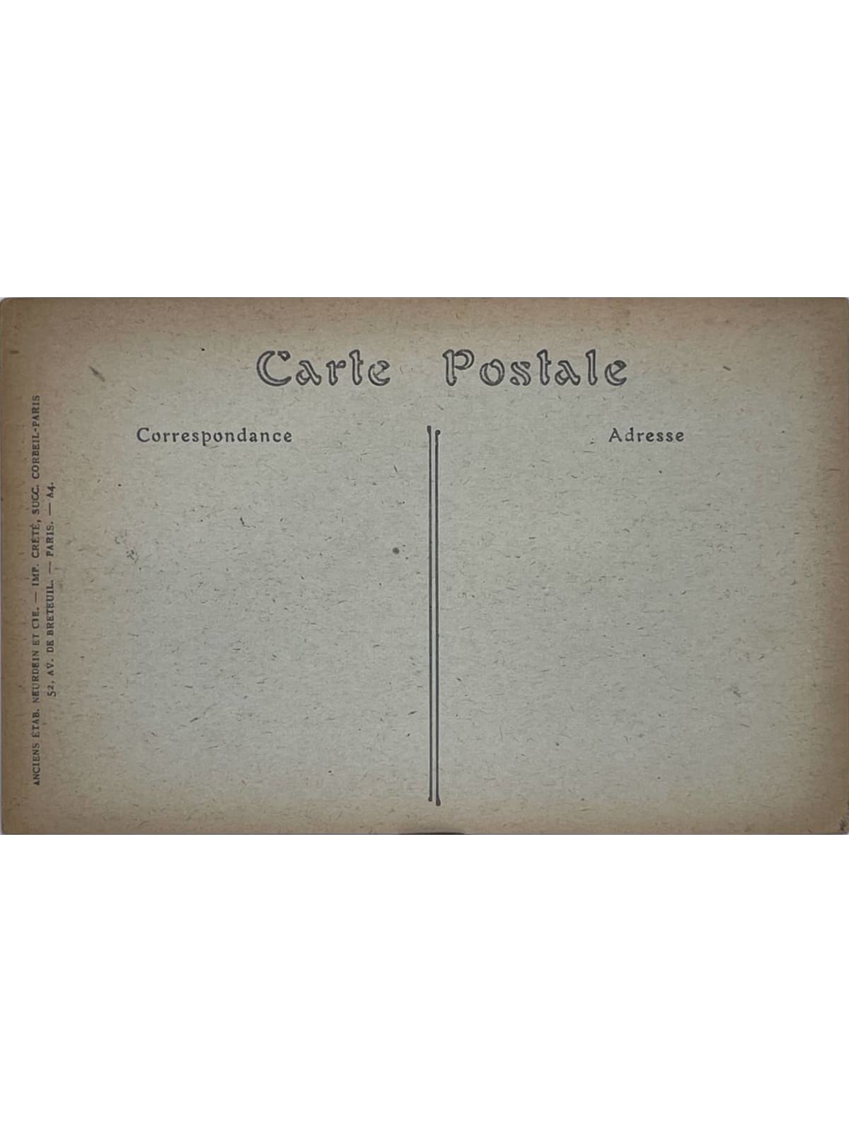 Verso de la carte postale