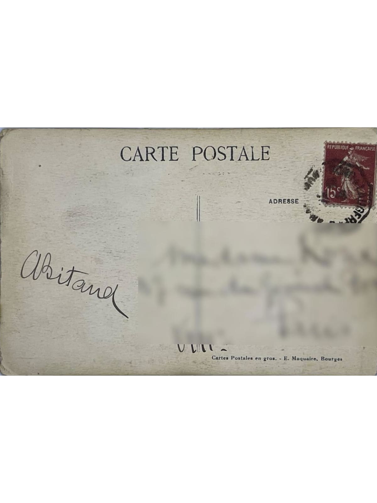Verso de la carte postale
