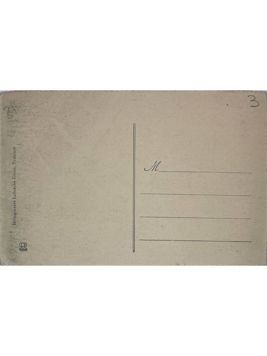 Verso de la carte postale