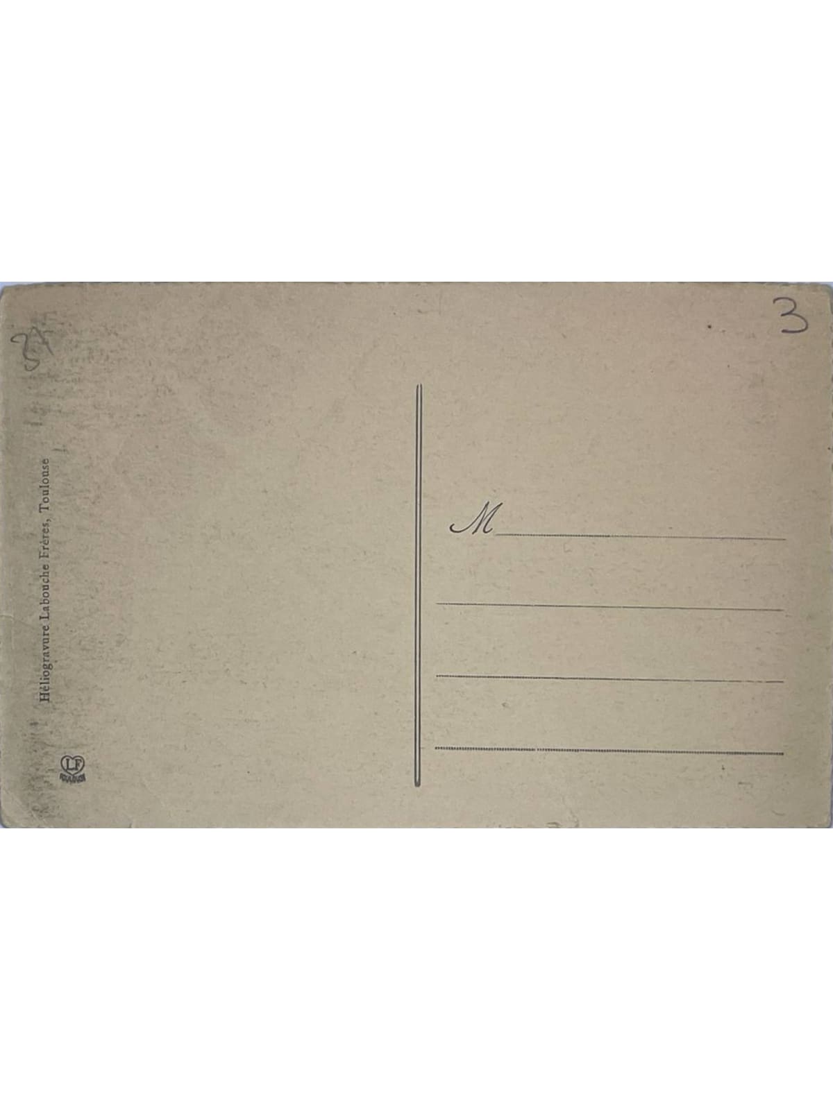 Verso de la carte postale