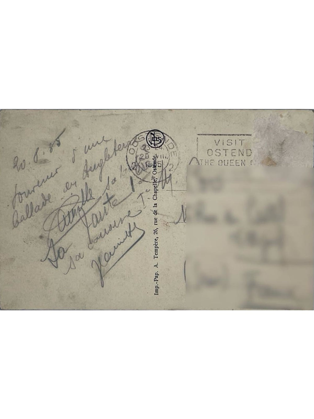 Verso de la carte postale