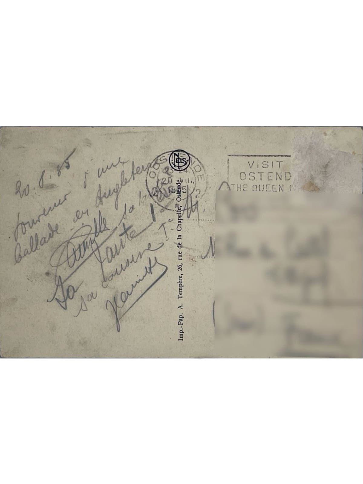 Verso de la carte postale